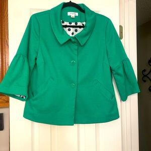 Josephine Essentials Green 3/4 bell sleeves button up short jacket size Small